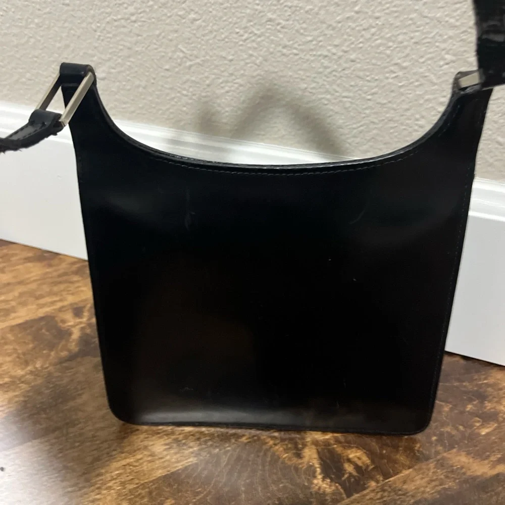 Elegant Black Italian Leather small Hobo Bag